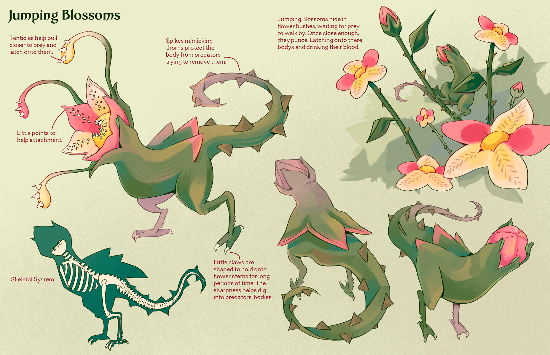 Jumping Blossoms - Monster Designed for YA Fantasy World